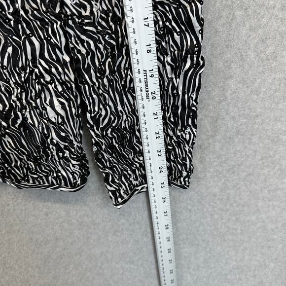 Adressing Jacket Womens Medium Black White Zebra Print Sequins Crinkle Embellish - Picture 14 of 14
